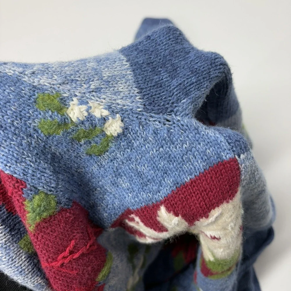 VTG Northern Isles Women‎ Holiday Cardigan Sweater Size S Christmas Poinsettia - Picture 8 of 12